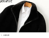 Men’s Winter Sheep Shearing Wool Jacket with Mink Fur Collar – Mid-Length Casual Coat thumbnail 16