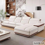 MINGDIBAO Italian Genuine Leather L-Shaped Sofa Set with Adjustable Headrests, Bluetooth Speaker & Wireless Charging thumbnail 17