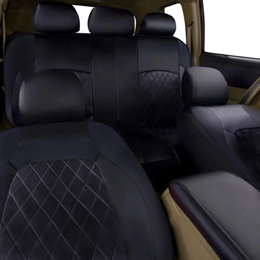 All Season Quilted PU Leather Car Seat Cover Set – Full Surround Waterproof Universal Fit for Sedan, SUV & Pick-Up Truck