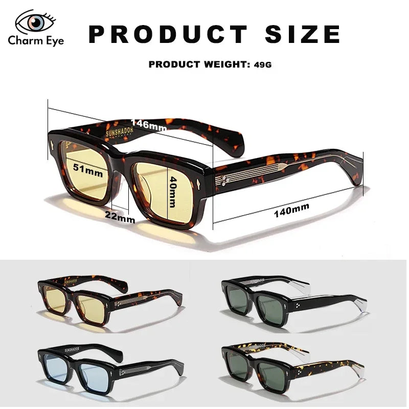SJEFF Luxury Acetate Square Sunglasses UV400 Polarized Prescription Ready – Unisex Fashion Designer Eyewear