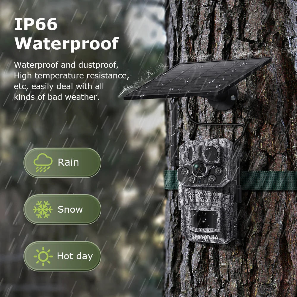SECTEC 4G 2K 5MP Solar-Powered Trail Camera with Night Vision and PIR Motion Detection