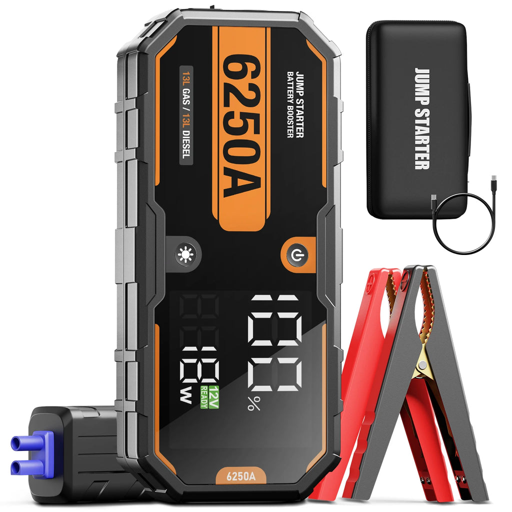 Car 6250A 30000mAh Portable 12V Jump Starter Power Bank Auto Battery Charger Booster