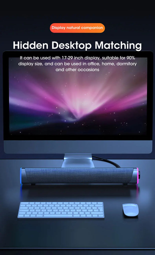 4D Computer Speaker Bar Stereo Sound Subwoofer Bluetooth Speaker for MacBook, Laptop, PC, and Music Player
