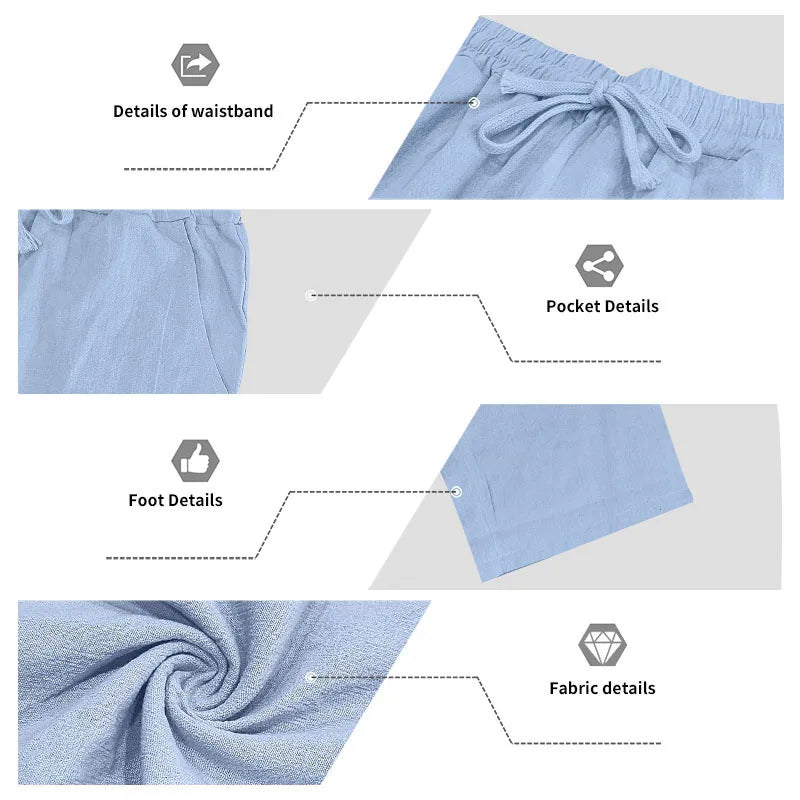 Men's 16-Color Breathable Linen Yoga Pants Loose Casual Sportswear for Spring/Summer