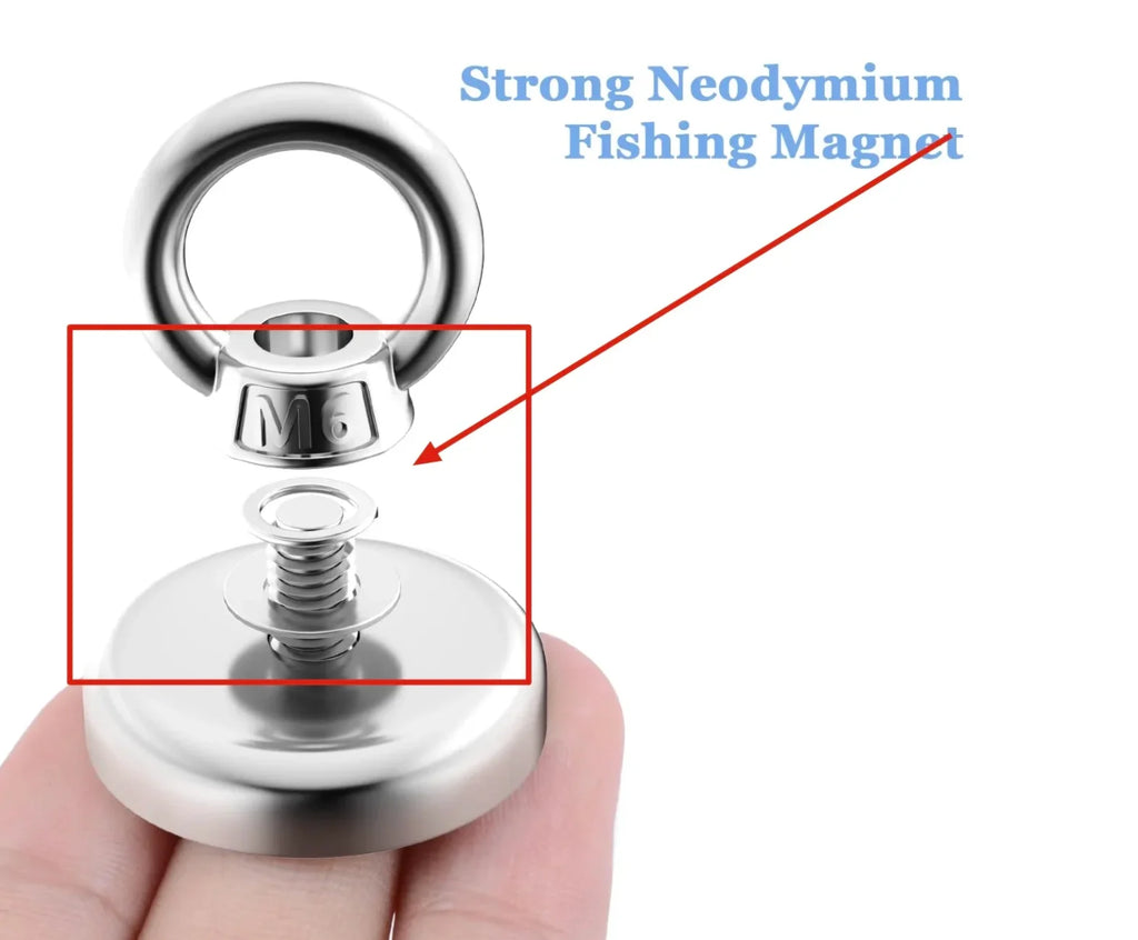 Super Strong Neodymium Fishing Magnet with Eyebolt and Countersunk Hole