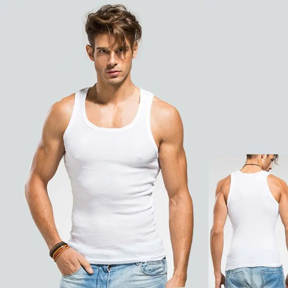 Men’s Sleeveless Cotton Fitness Tank Top – Breathable Summer Gym Vest