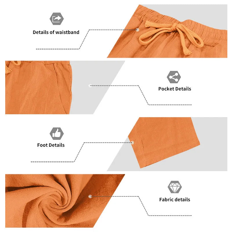 Men's 16-Color Breathable Linen Yoga Pants Loose Casual Sportswear for Spring/Summer