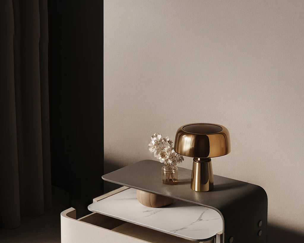 Nordic Minimalist Bedside Table with Storage Drawers – Modern Glamour Nightstand for Bedroom