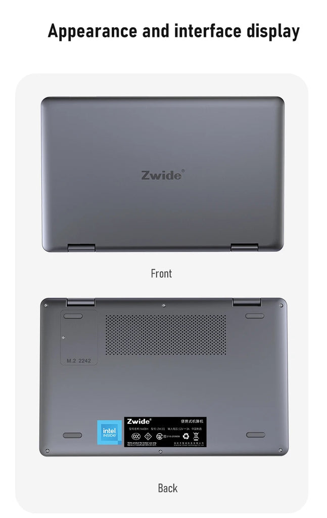 Zwide Mini Laptop 8-inch Touchscreen – 2-in-1 Pocket Laptop for Business & Entertainment
