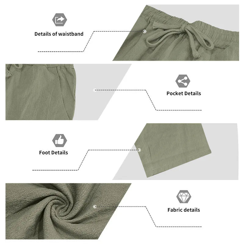Men's 16-Color Breathable Linen Yoga Pants Loose Casual Sportswear for Spring/Summer