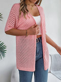 Casual Hollow Out Knitted Short Sleeve Cardigan for Women thumbnail 11