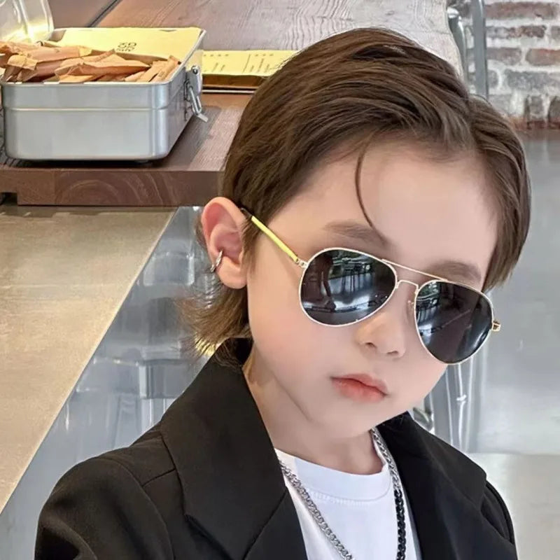 Kids Metal Oval Sunglasses – Cute Fashion Mirror Lens UV Protection for Boys & Girls