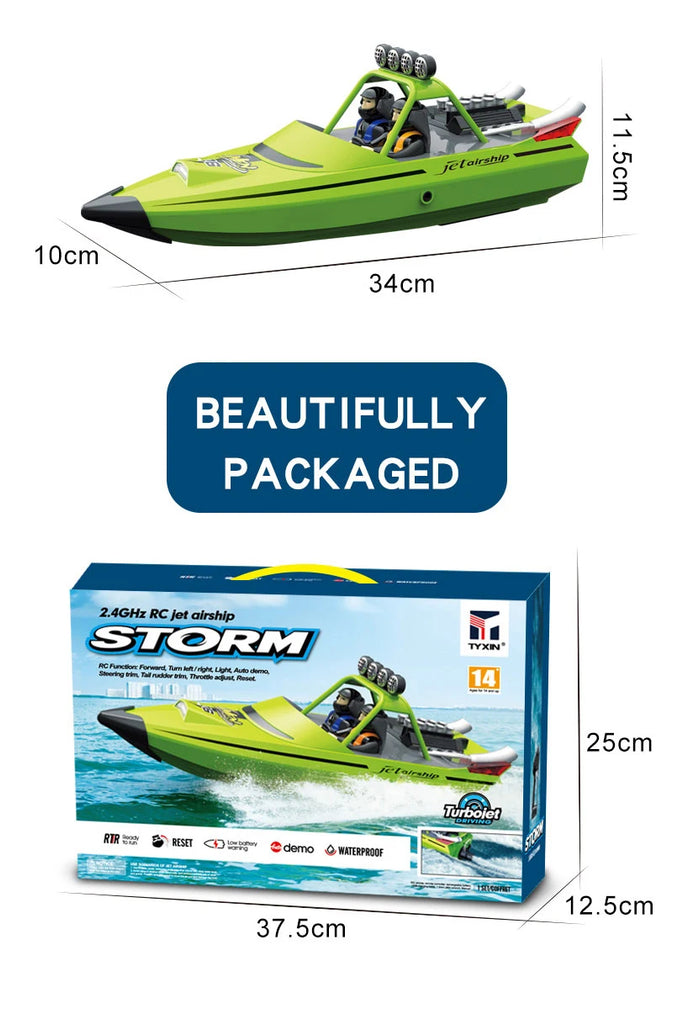 TY725 RC Turbojet High-Speed Remote Control Boat – Adult & Kids Electric Jet Boat Toy with Low Battery Alarm