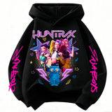 Cute Girls Hooded Sweatshirt KPop Demon Hunter Cartoon Casual Top – Purple & Pink thumbnail 7