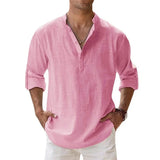 Men’s Cotton Linen Henley Short Sleeve Casual Shirt – Summer Beach & Everyday Wear thumbnail 9