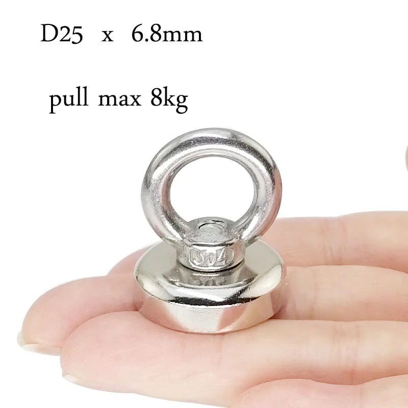 Super Strong Fishing Magnet – Heavy Duty Salvage Search Magnet with Eyebolt | Powerful Permanent Magnet for Treasure Hunting & Recovery