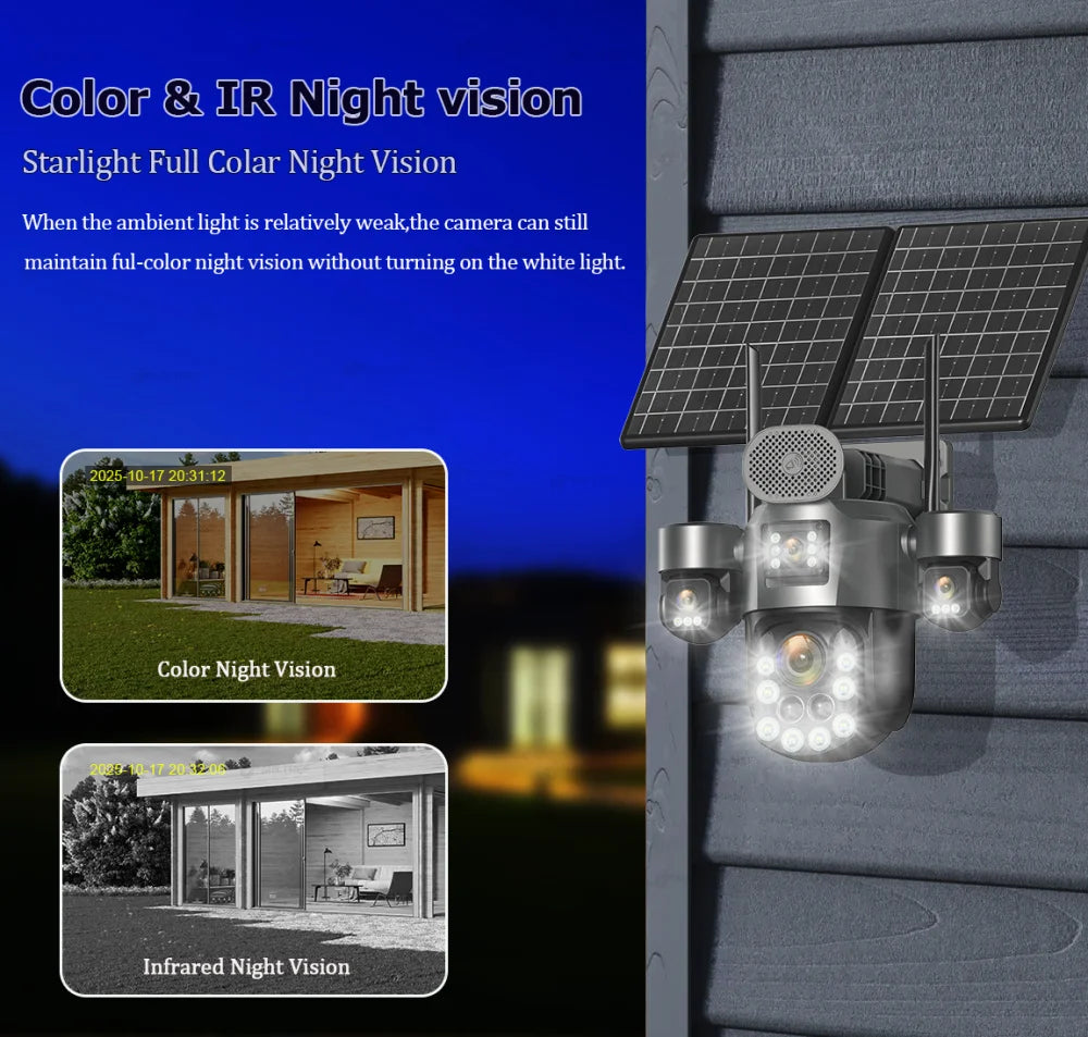 20MP 4-Lens Solar 4G Outdoor Security Camera with 60X Optical Zoom & Auto Tracking