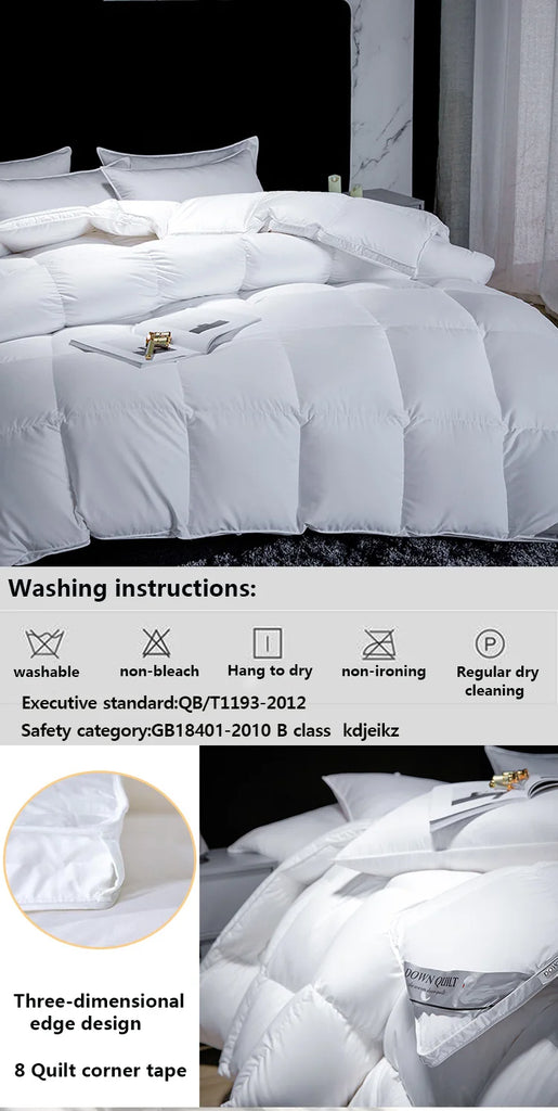 Winter Cotton Goose Down Quilt – Super Soft Fluffy Four Seasons Duvet, Queen & King Sizes, 220x240cm