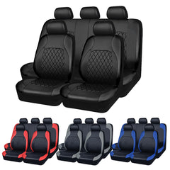 Black car seat covers with additional color options on a white background