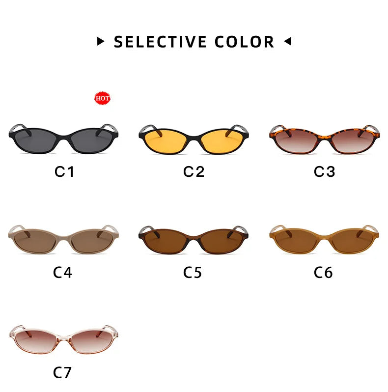 Retro Oval Cat Eye UV400 Sunglasses for Women – Trendy Small Frame Punk Sun Protection Shades