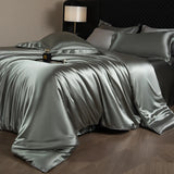 Silk Bed Sheets Set Luxury Bedding with Duvet Cover, Fitted/Flat Sheet & Pillowcases – King, Queen, Full, Twin thumbnail 20