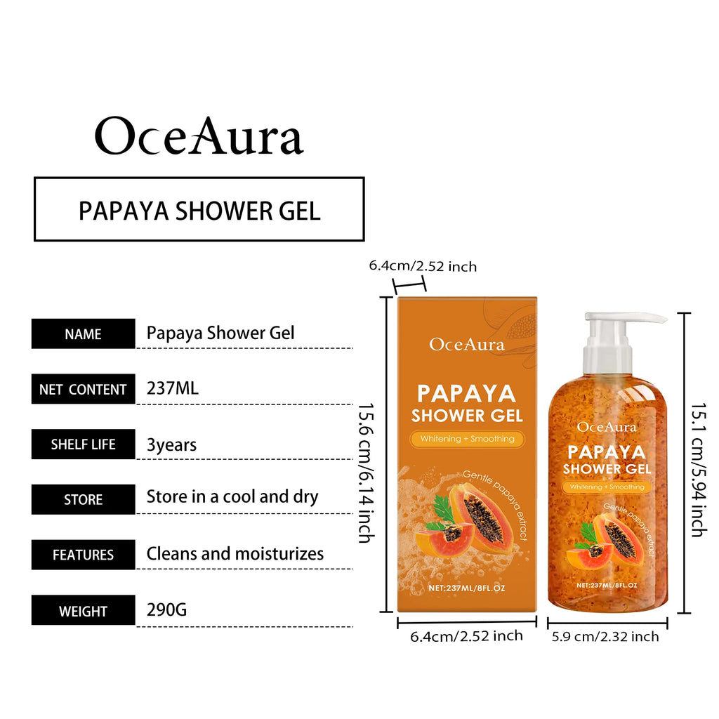 Papaya Whitening Shower Gel – Exfoliating Brightening Body Wash with Rich Foam & Lasting Fragrance