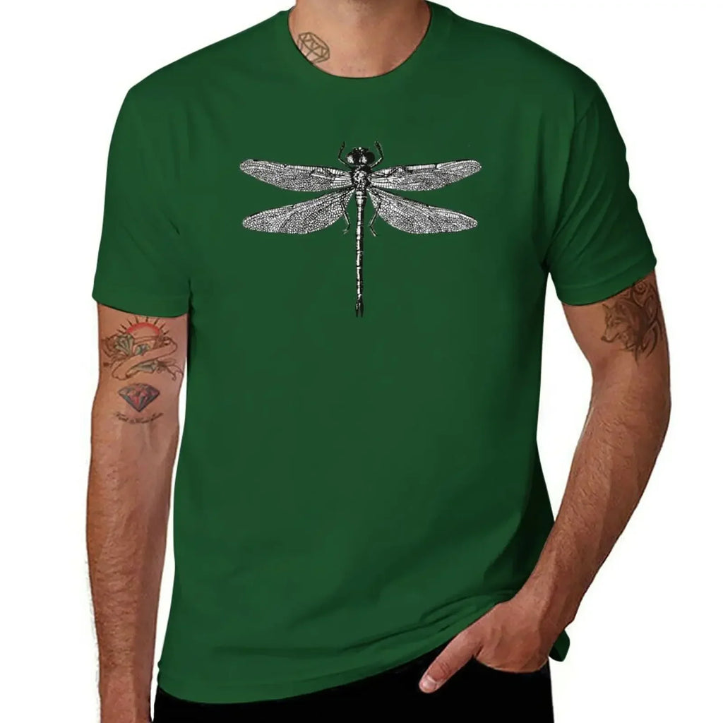 Men’s Dragonfly Print T-Shirt – Quick-Dry Cotton Casual Tee