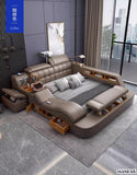MANBAS Luxury King Size Genuine Leather Smart Bed with Massage, Storage, USB & Projector thumbnail 9