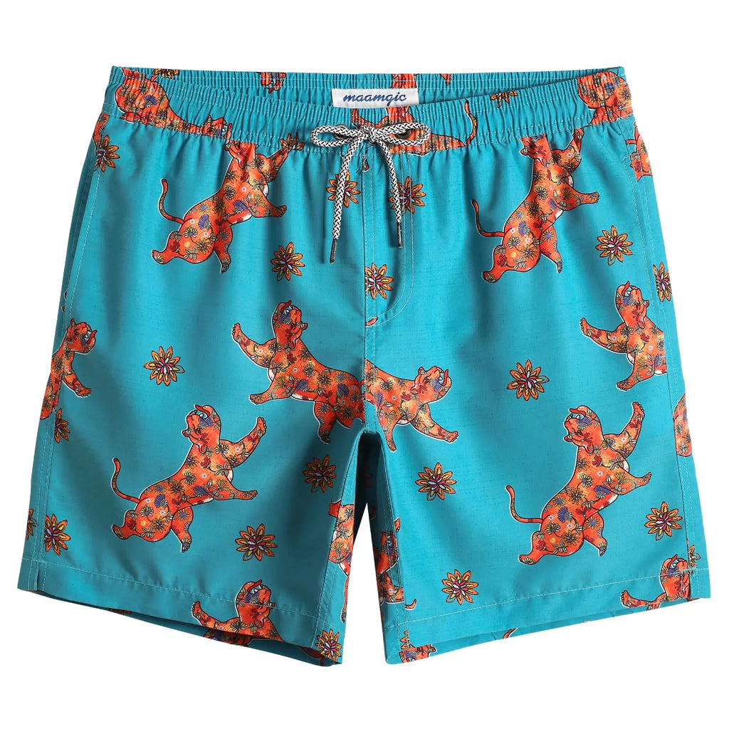 Men's 3D Shark Print Swim Shorts – Beach Board Shorts for Men & Kids
