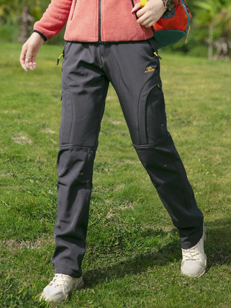 Thick Warm Fleece Hiking Pants for Women – Winter Waterproof & Windproof Outdoor Pants
