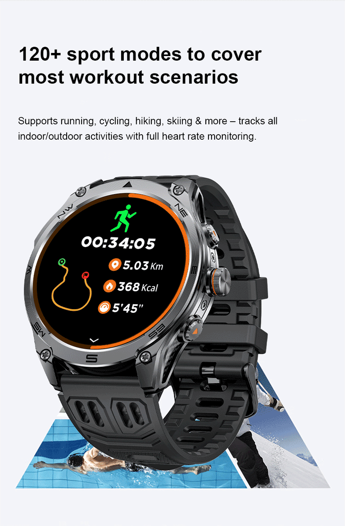 GUHUAVMI Professional GPS Outdoor Smartwatch – Military Grade, 1000mAh Battery, 10ATM Waterproof
