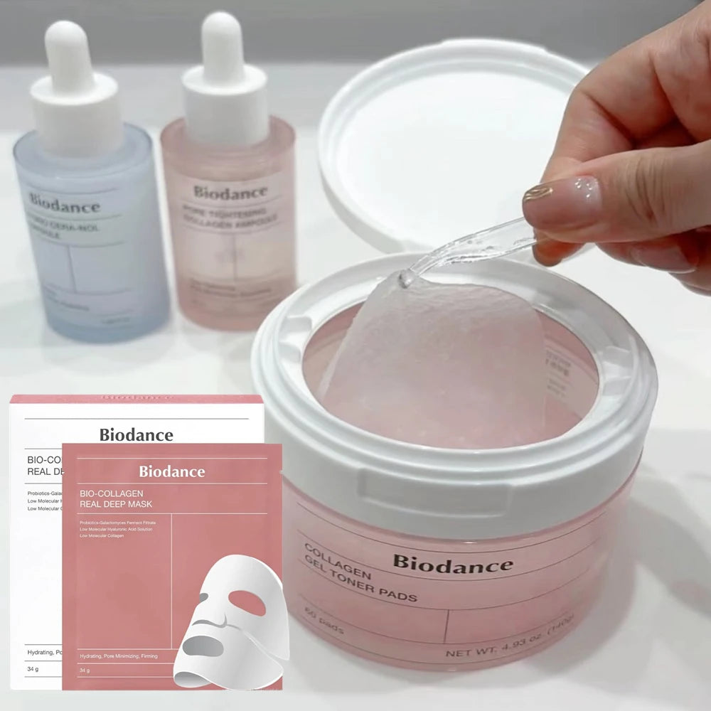 Korean Biodance Collagen Cotton Tablets – Elastic Firming Pore Moisturizing & Calming Facial Pads (60 Pads)
