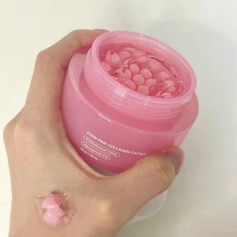 Korean Pink Collagen PDRN Capsule Cream with Niacinamide – Lightweight Non-Greasy Moisturizer for Uneven Skin Tone