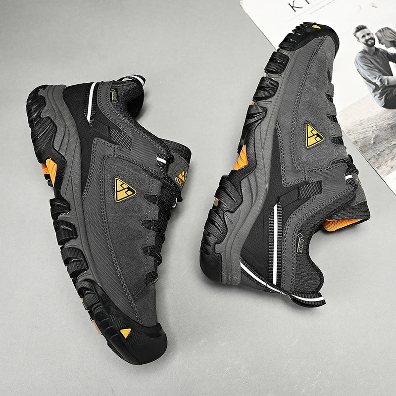 HIKEUP Men’s High-Quality Hiking Shoes – Durable Leather Climbing & Outdoor Walking Sneakers