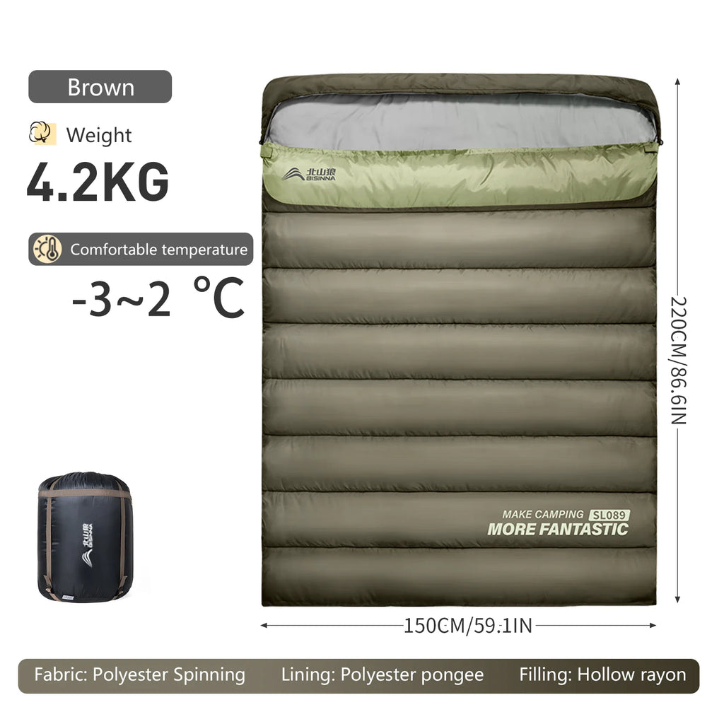 BSWOLF 2-Person Camping Sleeping Bag – Four Seasons, Portable & Warm