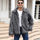 Men’s Faux Fox Fur Jacket Coat – Thick Shaggy Winter Outerwear thumbnail 2
