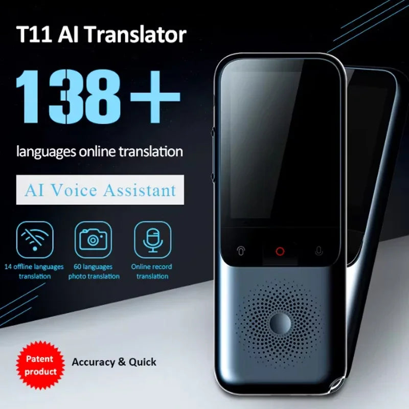 138 Language T11 Smart Translator Portable Audio Offline Real-time AI Voice & Photo Translator