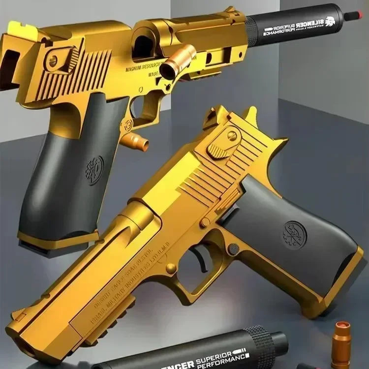 Desert Eagle Style Foam Dart Toy Pistol – Shell Ejection Soft Bullet Blaster for Kids 14+