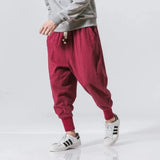 Men’s Cotton Linen Harem Pants – Baggy Streetwear Joggers with Elastic Waist thumbnail 3