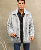 Men’s Faux Fox Fur Jacket Coat – Thick Shaggy Winter Outerwear thumbnail 33