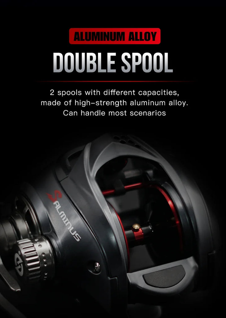 Seasir Salminus Baitcasting Reel – 8.0:1 Gear Ratio | Dual Aluminum Spools | 11+1BB | 12KG Drag Power