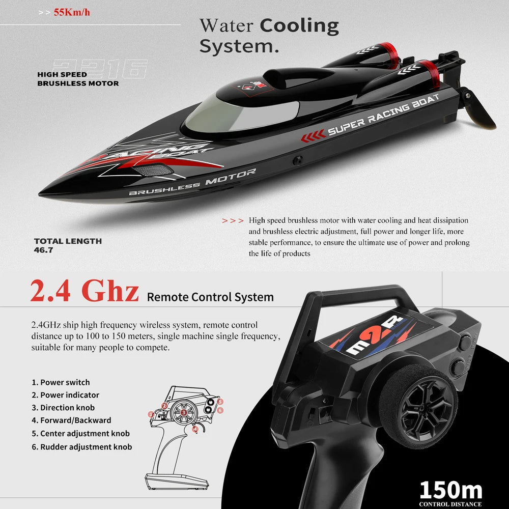 WL916 / WL912-A RC Speedboat 2.4GHz High-Speed Remote Control Racing Boat for Kids