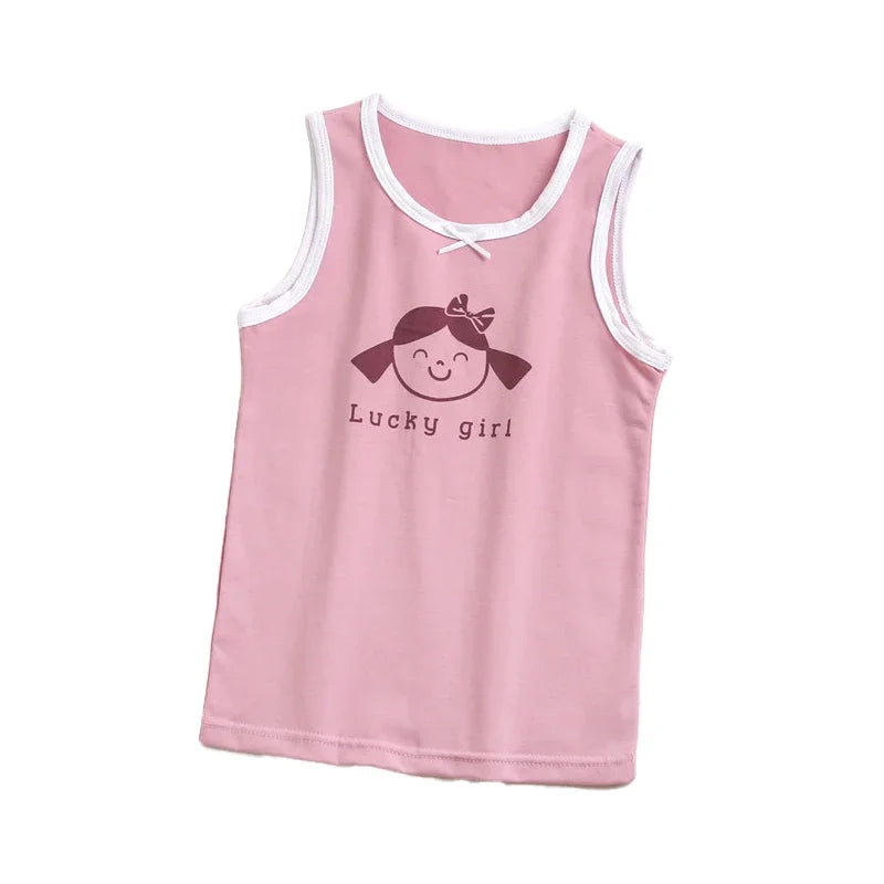 Girls’ Summer Tank Tops – Cartoon Cotton Camisoles, Ages 3-8