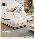 MINGDIBAO Italian Genuine Leather L-Shaped Sofa Set with Adjustable Headrests, Bluetooth Speaker & Wireless Charging thumbnail 13