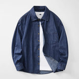 Men’s Casual Cargo Denim Shirt – Heavyweight Vintage Button-Down Workwear Shirt thumbnail 1