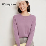 WinvyNee Women's 100% Wool Ribbed Crew Neck Sweater – Slim Fit Winter Knit Pullover thumbnail 1