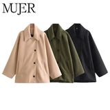 MUJER Oversize Long Jacket for Women – Autumn/Winter Trench Coat Bomber Style thumbnail 2