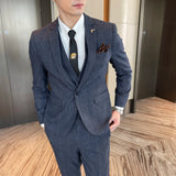 Men’s Modified Plaid Three-Piece Suit – Slim Fit England Style Vest & Trousers Set thumbnail 17