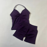Women’s Seamless Yoga Gym Set – Backless Tank Top & High Waist Scrunch Shorts (2PCS) thumbnail 23