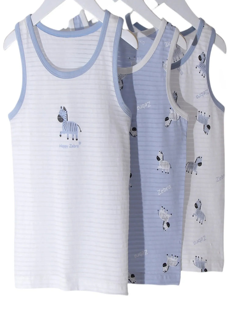 Boys Cartoon Dino Car Cotton Tank Top Singlet Underwear – Kids Summer Undershirt 3-10T